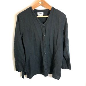 Linen Black Button Down Shirt